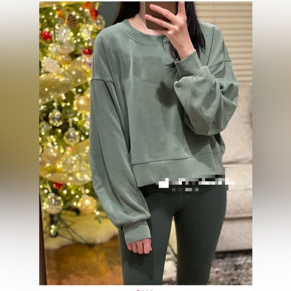 Lululemon Perfectly Oversized Cropped Crew *Softstreme™ Green Twill Size 8 - Picture 1 of 2